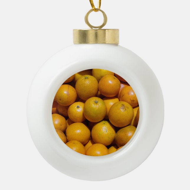 Orangenfrucht Florida Markt Orange Keramik Kugel-Ornament (Vorderseite)