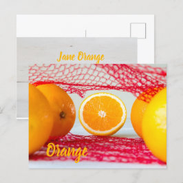 Orangenfrucht für vegane und vegeatriere postkarte