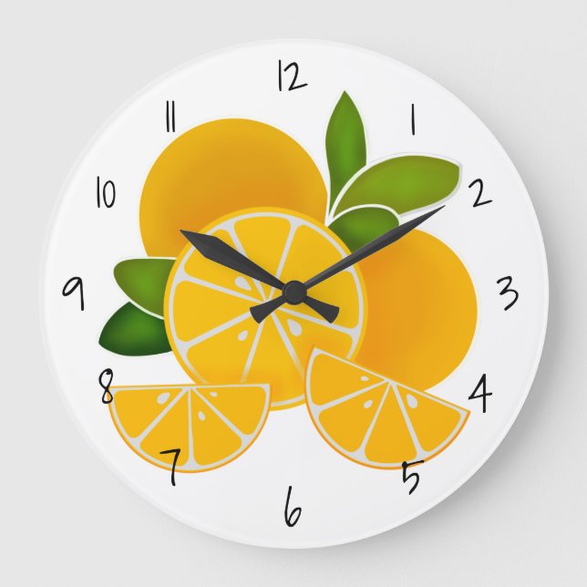Orangenfrucht Große Wanduhr (Vorderseite)