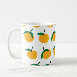 Orangenfrucht mit weißem Hintergrund nahtloses Pat Kaffeetasse