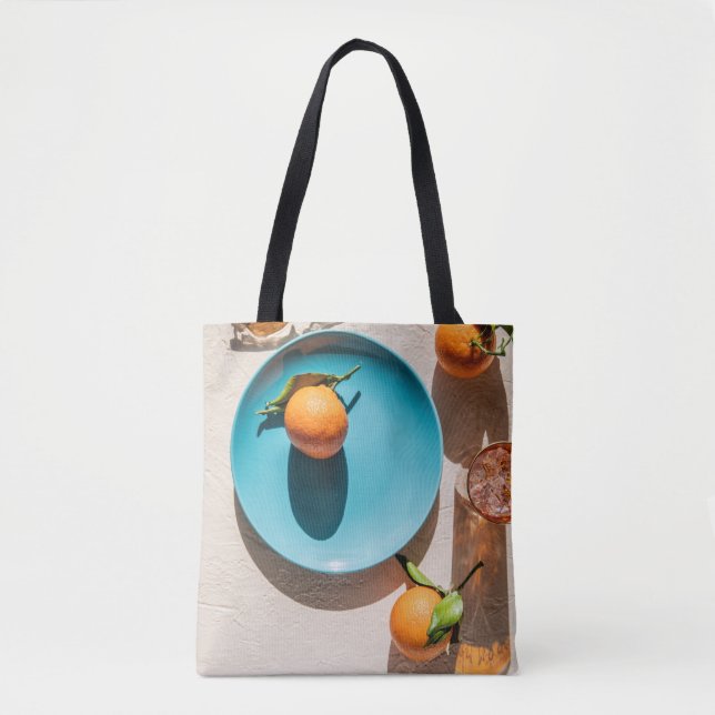 Orangenfrüchte auf Platte Tasche (Vorderseite)