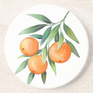 Orangenfrüchte in Aquarellfarben: Abgeschiedene Br Getränkeuntersetzer