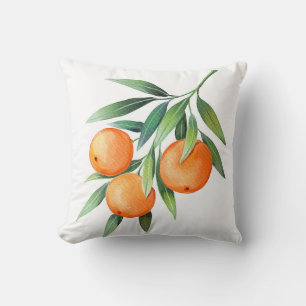 Orangenfrüchte in Aquarellfarben: Abgeschiedene Br Kissen