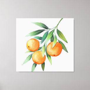 Orangenfrüchte in Aquarellfarben: Abgeschiedene Br Leinwanddruck