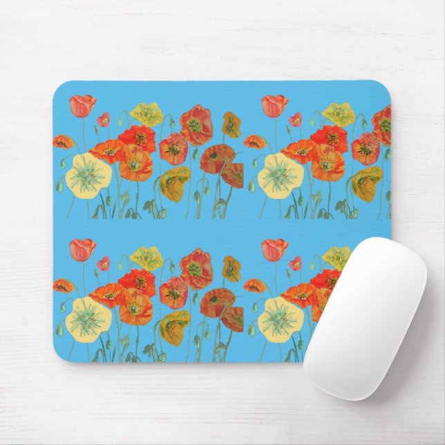 Orangengelbe rote Blume Blumenmousepad Mousepad (Mit Mouse)