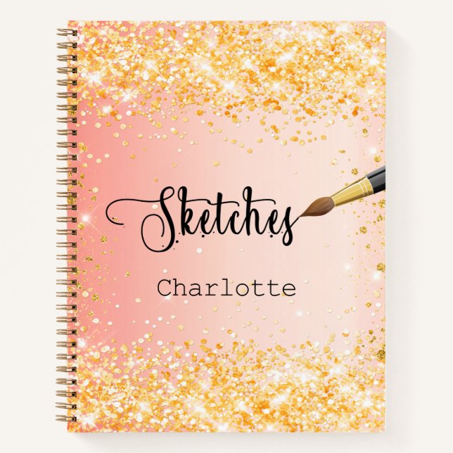 Orangengold-Glitzer Notizbuch (Vorderseite)
