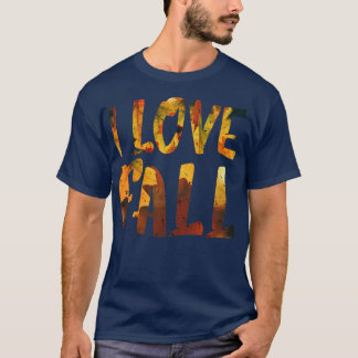 Orangengoldfarbene Blätter in Liebe fallen T-Shirt