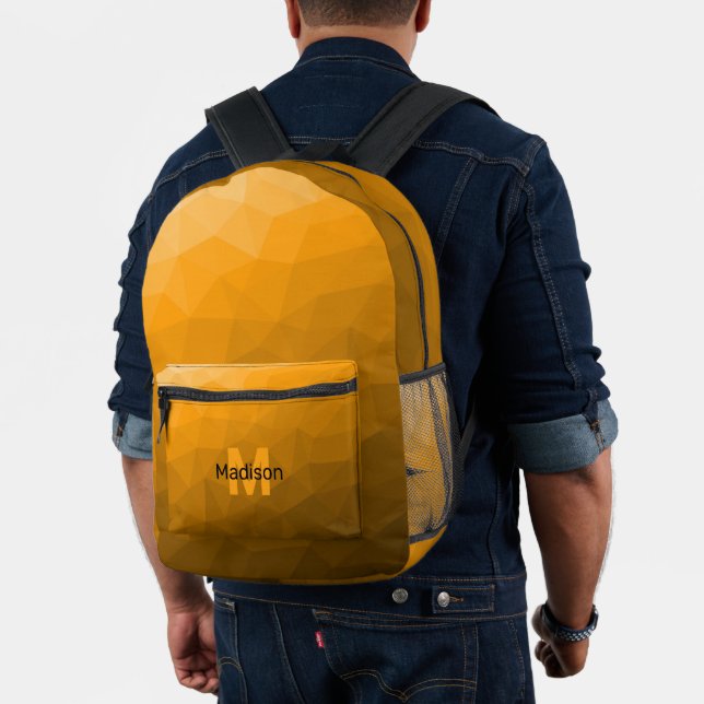 Orangengradientengeometrie Monogramm Bedruckter Rucksack (Insitu (Modell))