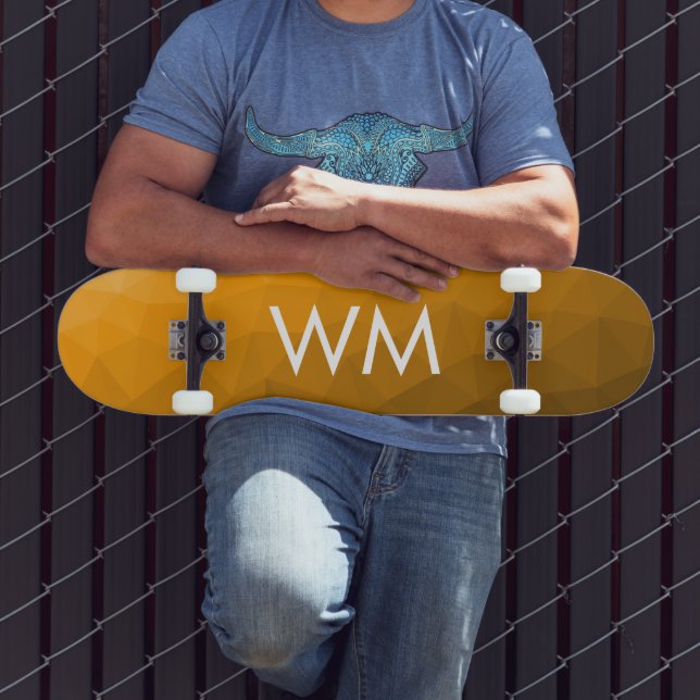 Orangengradientengeometrie Monogramm Skateboard (Außenbereich 3)