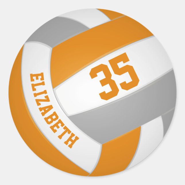 Orangengraue Mannschaft färbt Jungs Mädels Volleyb Runder Aufkleber (Vorderseite)