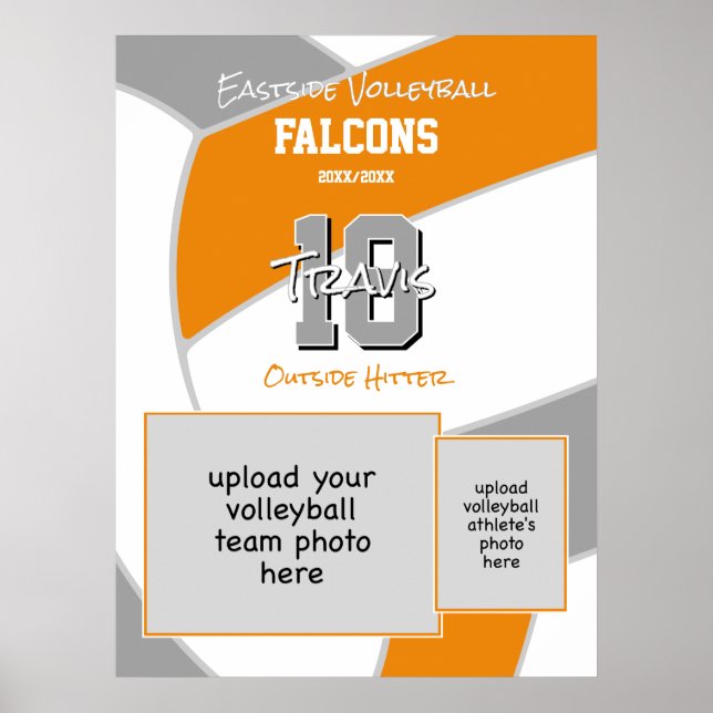 Orangengraue Volleyballmannschaftsfarben zum Geden Poster (Vorne)