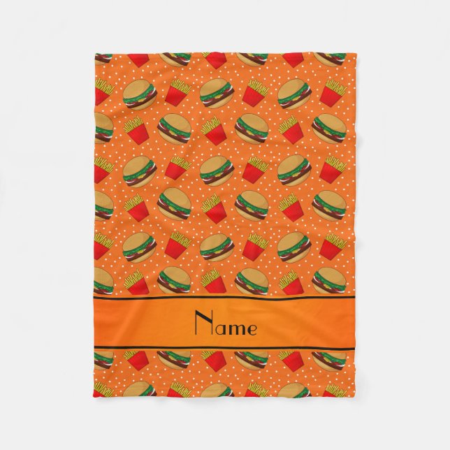 Orangenhaie mit personalisiertem Namen Pommes Frit Fleecedecke (Vorderseite)