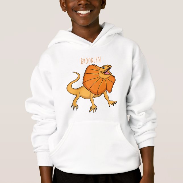Orangenhals-Eidechsen-Cartoon Hoodie (Vorderseite)