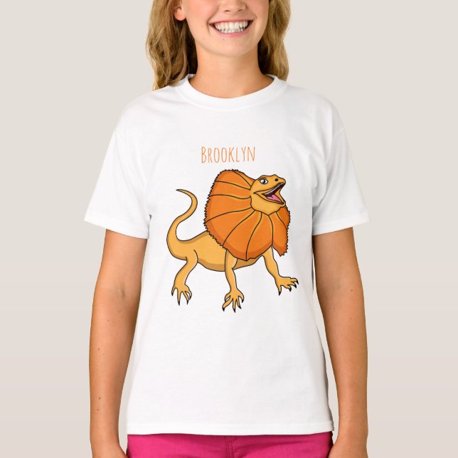 Orangenhals-Eidechsen-Cartoon T-Shirt (Vorderseite)