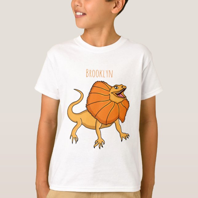 Orangenhals-Eidechsen-Cartoon T-Shirt (Vorderseite)