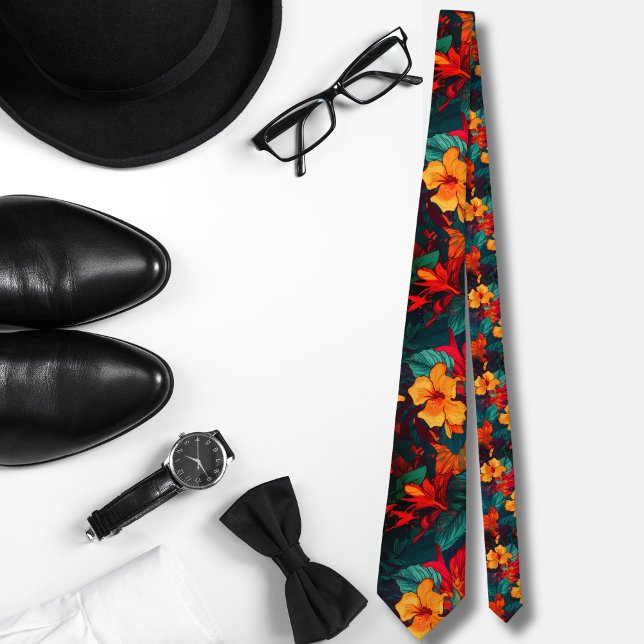 Orangenhawaiianisches Muster Krawatte (Von Creator hochgeladen)