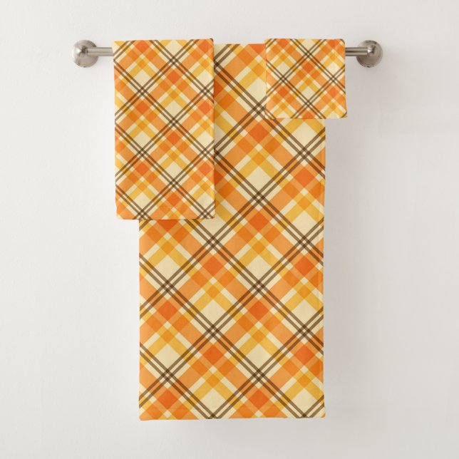 Orangenkaro Badhandtuch Set (Insitu)