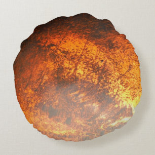Orangenkaros nah rundes kissen