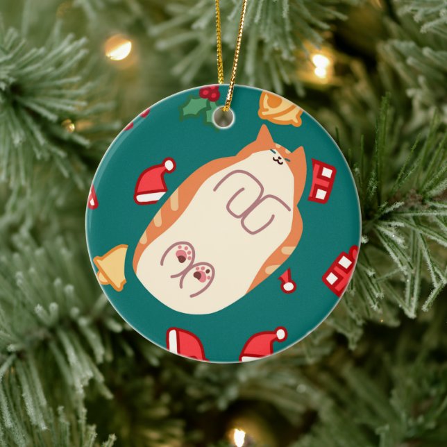 Orangenkatze Keramik Ornament (Baum)