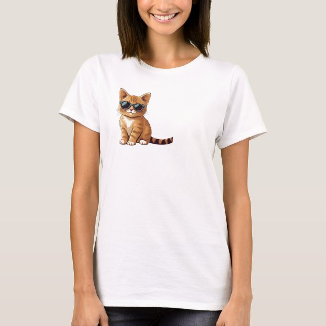 Orangenkatze mit Sonnenbrille, lustige Katze T-Shirt (Vorderseite)