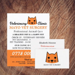 Orangenkatze, Tierarzt, Veterinärdienst Visitenkarte