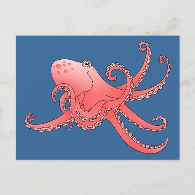 Orangenktopus Postkarte (Vorderseite)