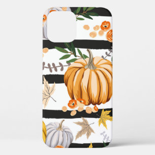 Orangenkürbis, Blume, Blätter, Streifen b Case-Mate iPhone Hülle