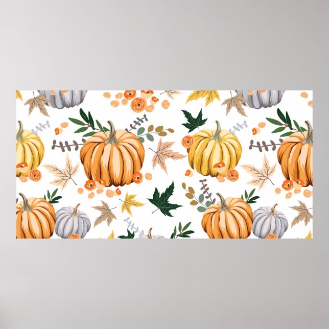 Orangenkürbis und Blume Poster (Vorne)