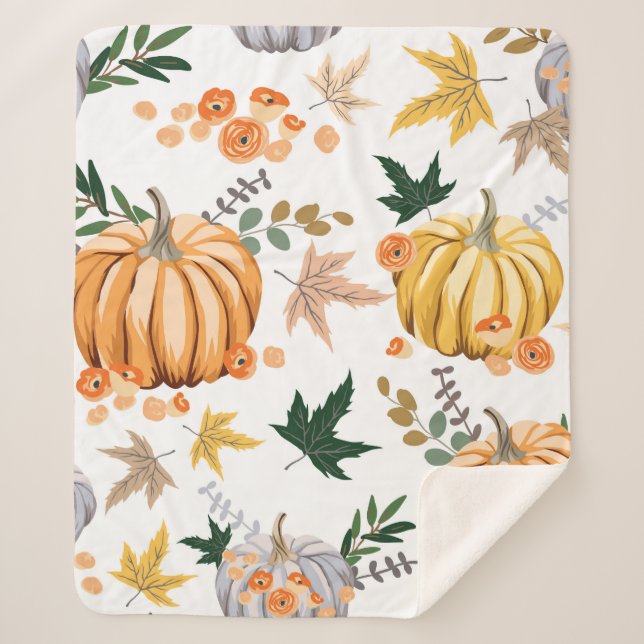 Orangenkürbis und Blume Sherpadecke (Vorderseite)