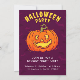 Orangenkürbis und mattschwarzes Halloween Einladung