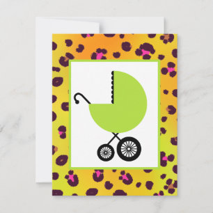 Orangenleopard Print & Green Carriage Baby Dusche Einladung