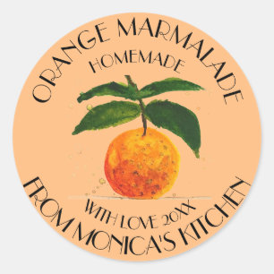 Orangenmarmelade Aquarell Obst Küche Klassiker  Runder Aufkleber