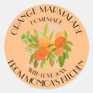 Orangenmarmelade Aquarell Obst Küche Runder Aufkleber