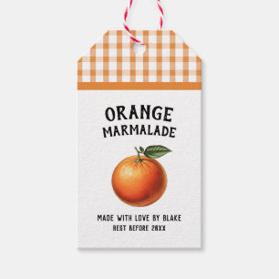 Orangenmarmelade Konservierungslabel Karomuster Geschenkanhänger