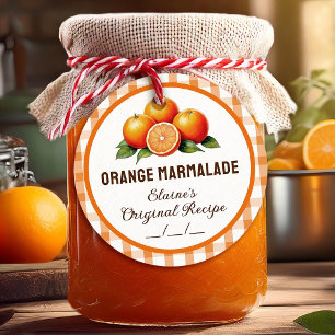 Orangenmarmeladenetikett mit kariertem Design Geschenkanhänger