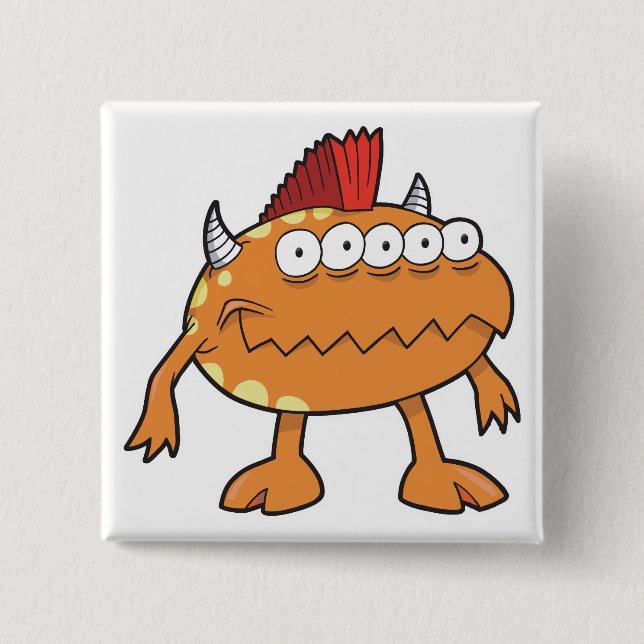 Orangenmohawster viele Augen Button (Vorderseite)