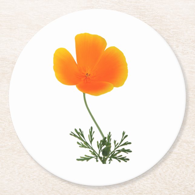 Orangenmohn, runder Untersetzer (Vorderseite)