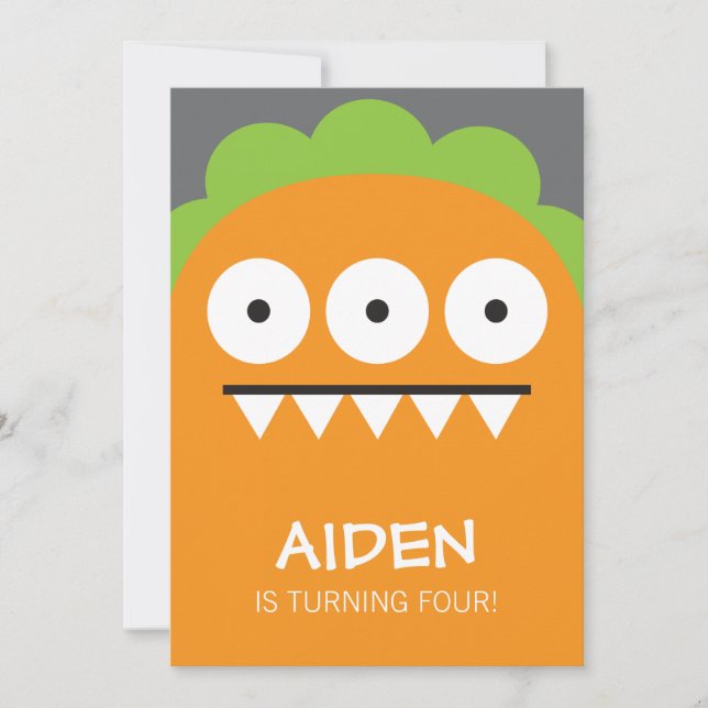 Orangenmonstereinladung Einladung (Vorderseite)