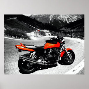 Orangenmotorrad Poster