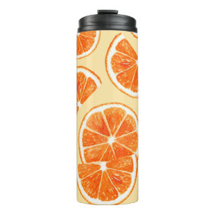 Orangenmuster Früchte, Diät Lebensmittel Aquarel Thermosbecher
