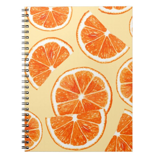 Orangenmuster Früchte, Diät Lebensmittel Aquarellf Notizblock (Vorderseite)