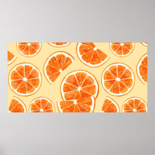 Orangenmuster Früchte, Diät Lebensmittel Aquarellf Poster