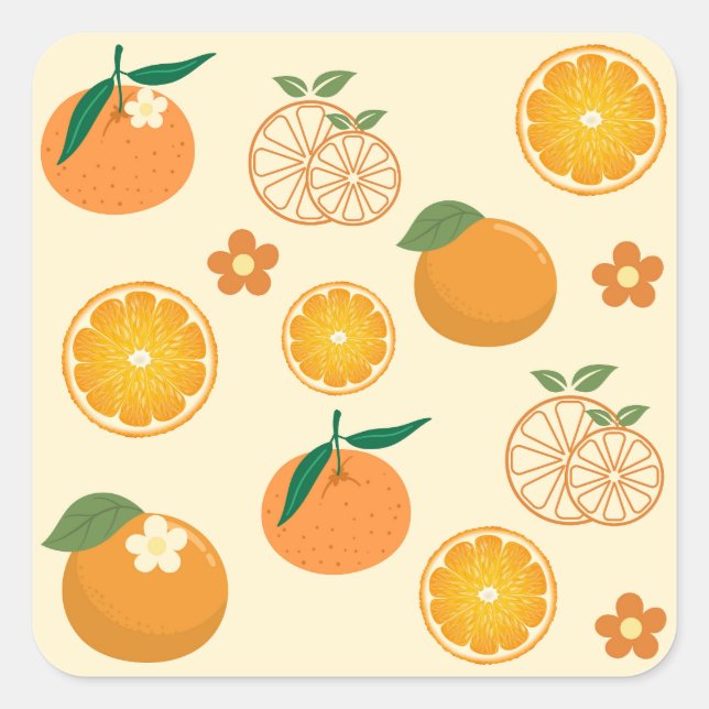 Orangenmuster Quadratischer Aufkleber (Vorderseite)