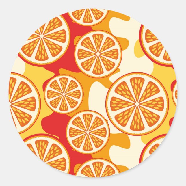 Orangenmuster Runder Aufkleber (Vorderseite)