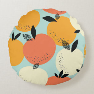 Orangenmuster: Vibrant Nahtloses Design. Rundes Kissen