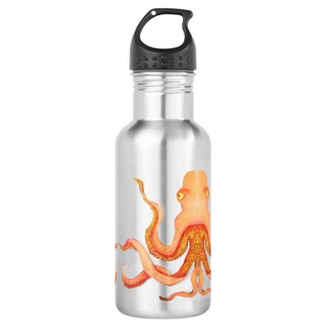 Orangenoktopus Edelstahlflasche (Vorderseite)