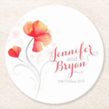 Orangenpapier-Untersetzer für Hochzeiten, Aquarell