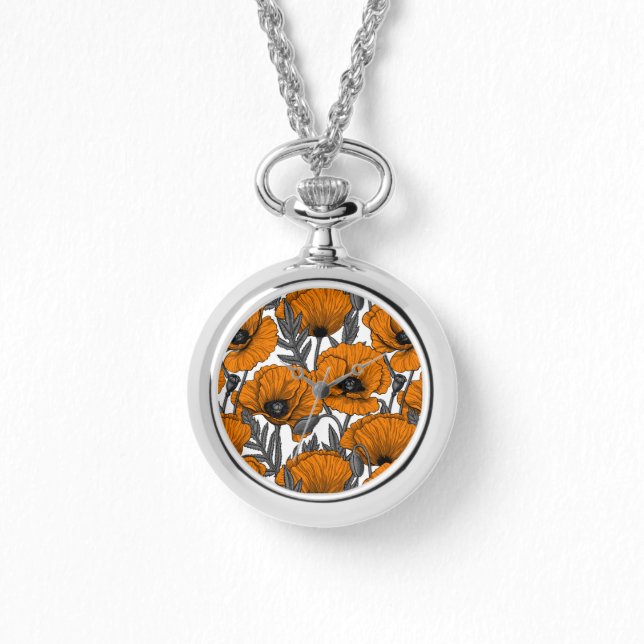 Orangenpflücke auf weiß armbanduhr (Vorderseite)