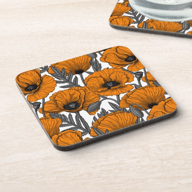 Orangenpflücke auf weiß getränkeuntersetzer (Linke Seite)