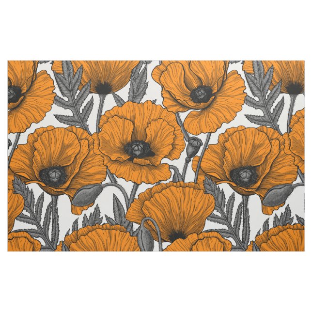 Orangenpflücke auf weiß stoff (Fat Quarter (45,7 x 55,9 cm))